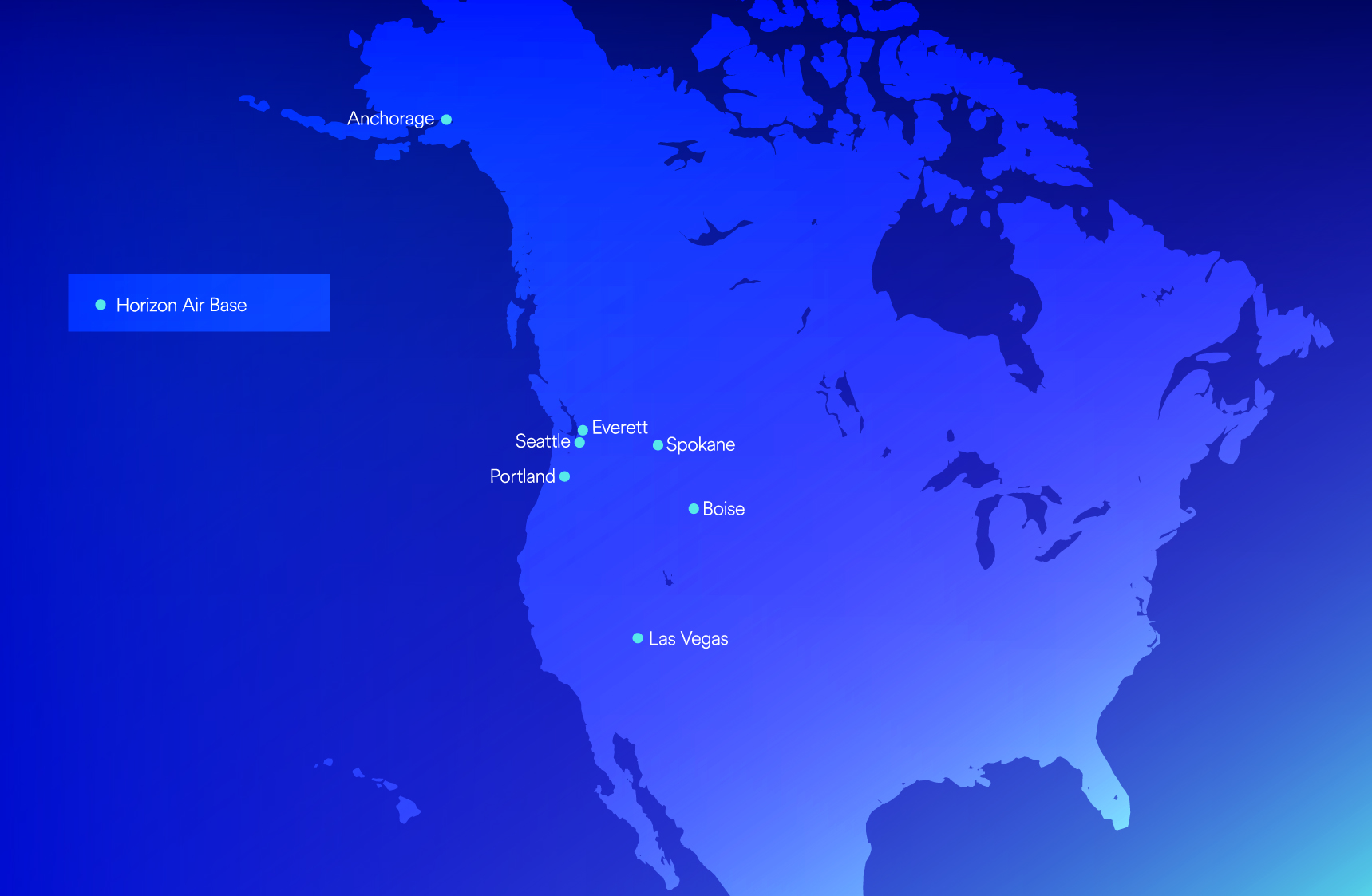 Horizon bases - Anchorage, Everett, Seattle, Spokane, Portland, Boise, Las Vegas