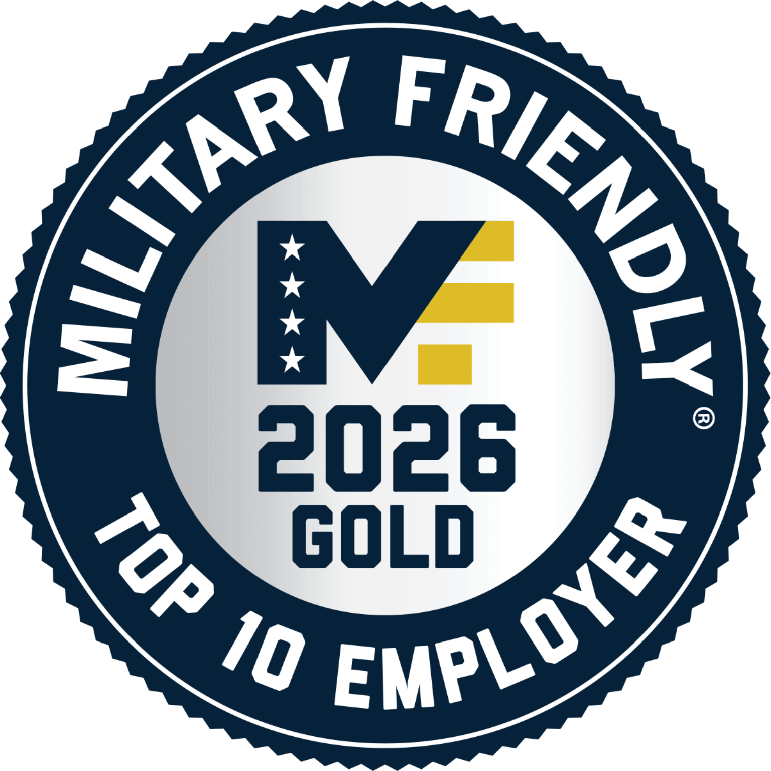 Military Friendly Top 10 Employer 2026 Gold